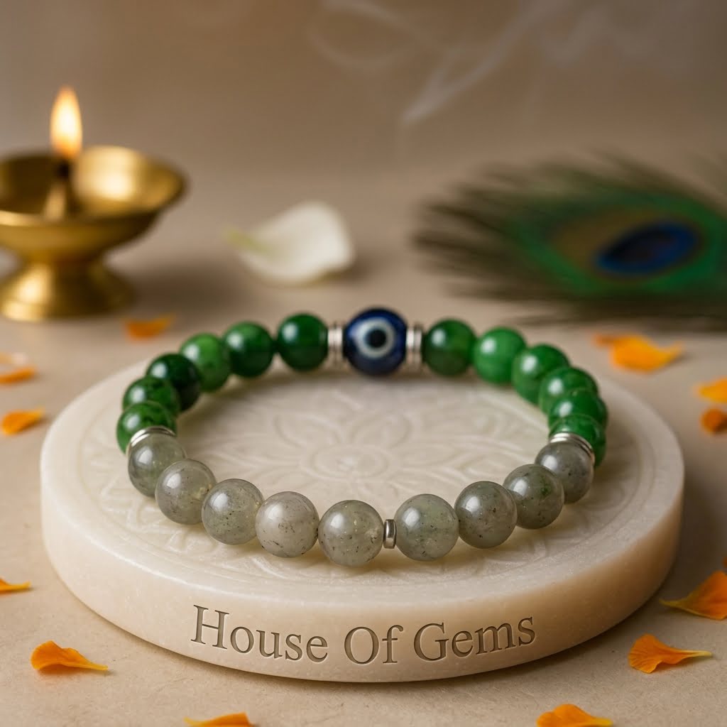 Aries Zodiac Crystal Bracelet ? Confidence & Impulse Control with Labradorite & Green Aventurine | 8mm Beads