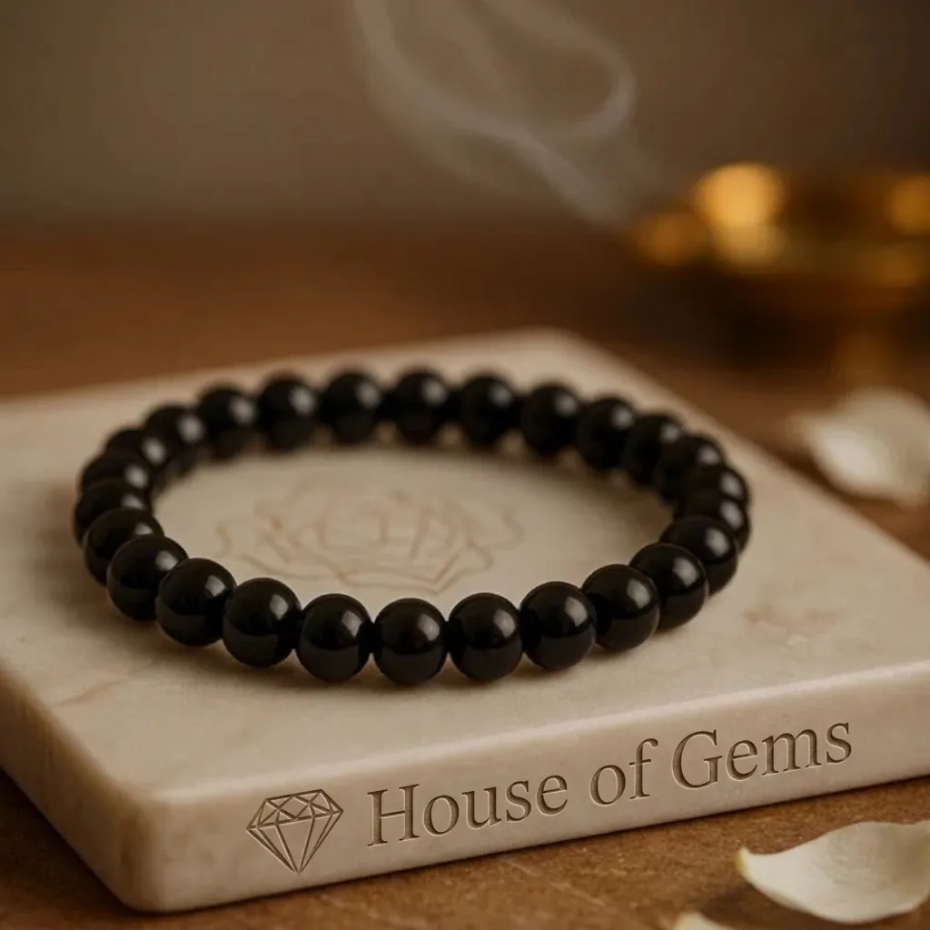 Black Tourmaline Hydro Crystal Bracelet ? Vastu Remedy for Protection & Mental Focus | 10mm Beads