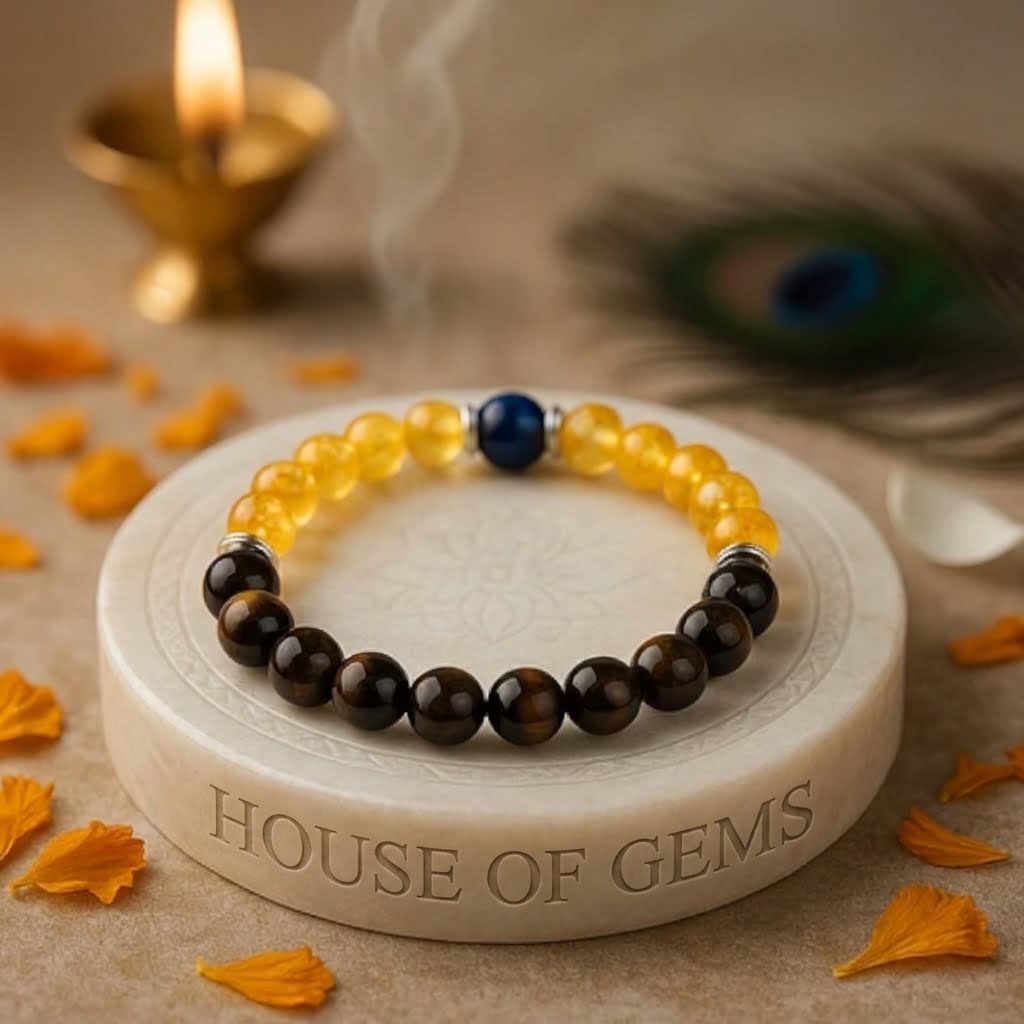 Leo Zodiac Crystal Bracelet ? Confidence with Tiger Eye & Citrine | 8mm Beads