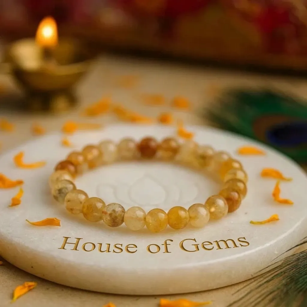 Natural Citrine Crystal Bracelet ? Vastu Remedy for Confidence & Mental Clarity | 8mm Beads