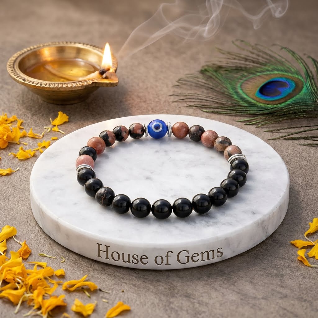 Scorpio Zodiac Crystal Bracelet ? Transformation with Rhodonite & Obsidian | 8mm Beads