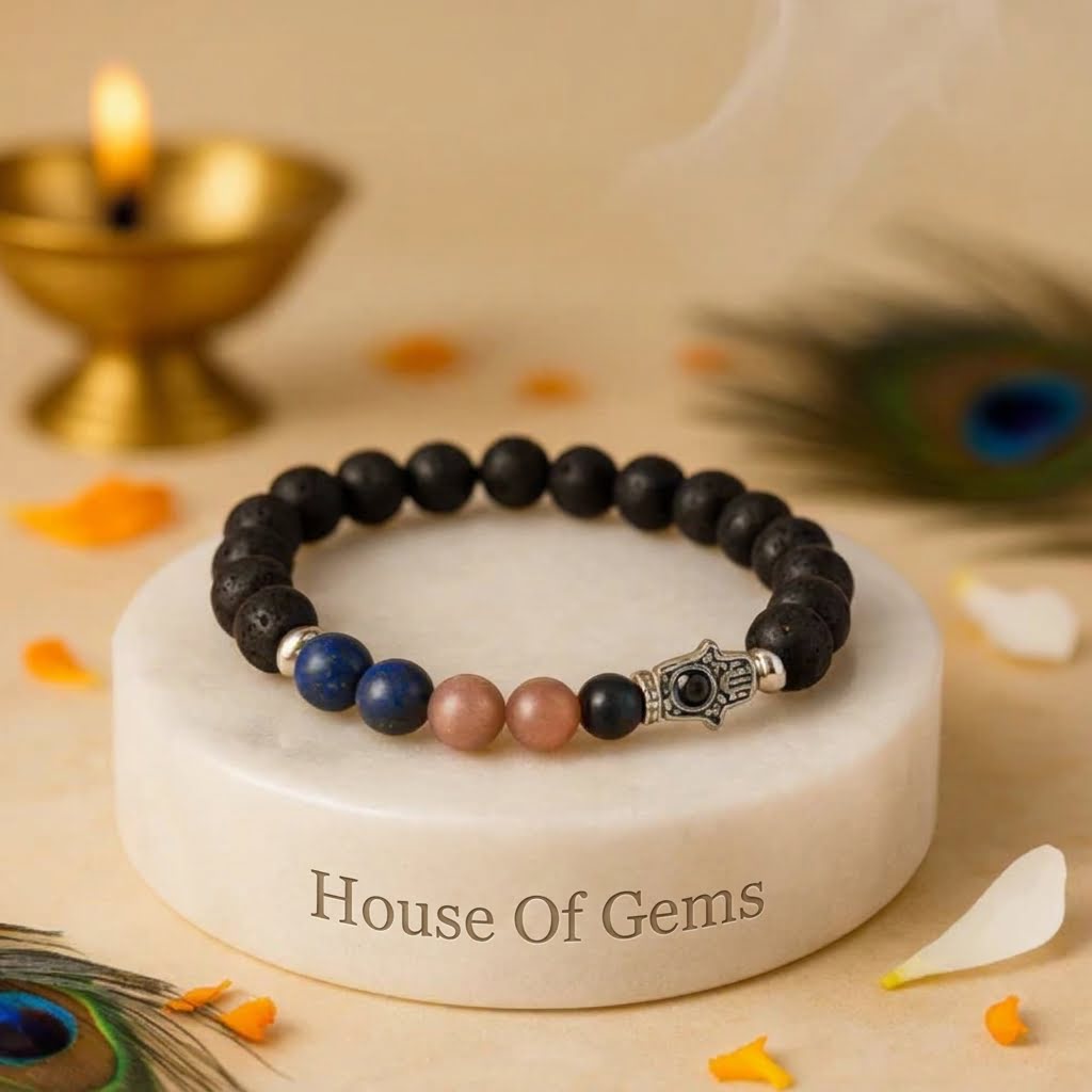 Thyroid Support Crystal Bracelet ? Calm Voice & Steady Energy with Blue Sodalite & Lava Stone | 8mm Beads